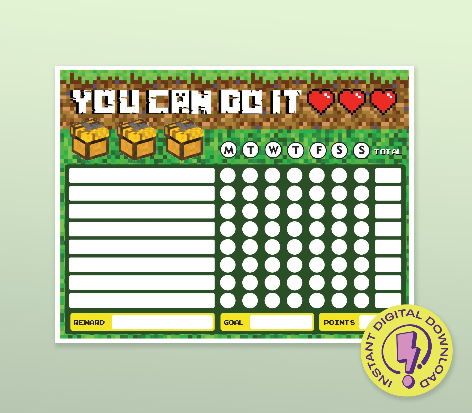 Video Gamer Reward Chart Landscape Printable Gaming A4 Chore Chart Behavior Reward Tracker Reward Your Kids For Reaching Their Goal Etsy