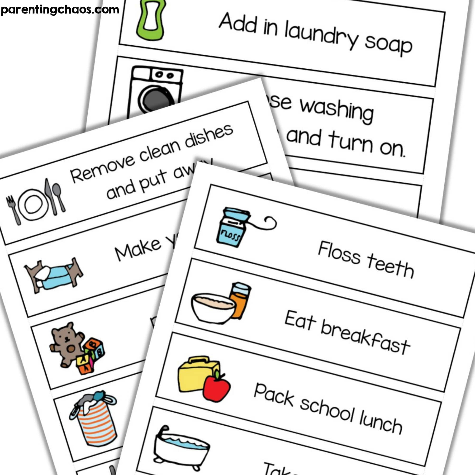 Visual Task Chore Cards Printable Parenting Chaos Visual Task Chore Cards Printable Parenting Chaos