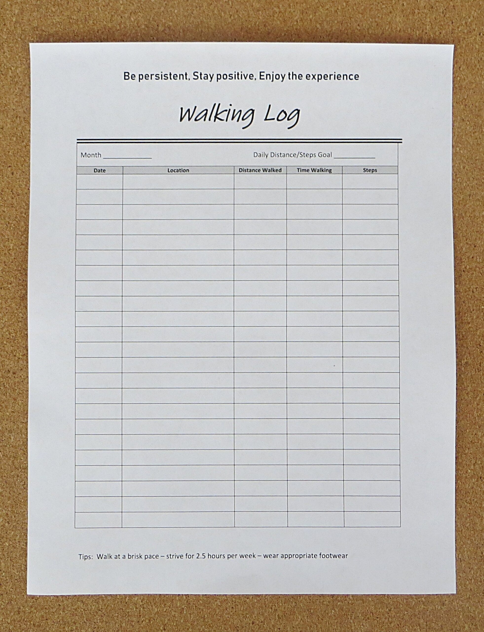 Walking Log exercise Planner fitness Tracker printable a4 u s letter Size instant Download Etsy