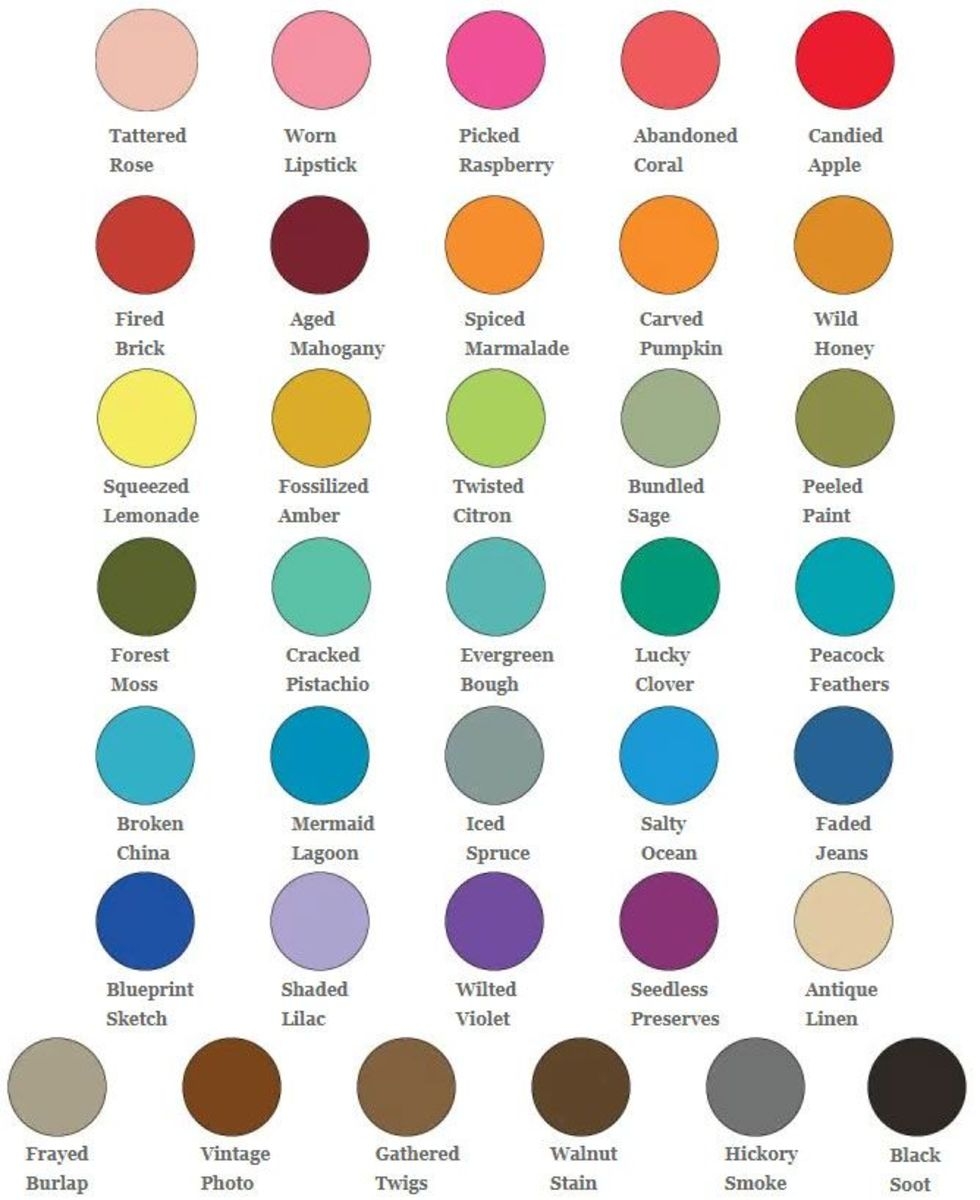 Printable Distress Ink Color Chart