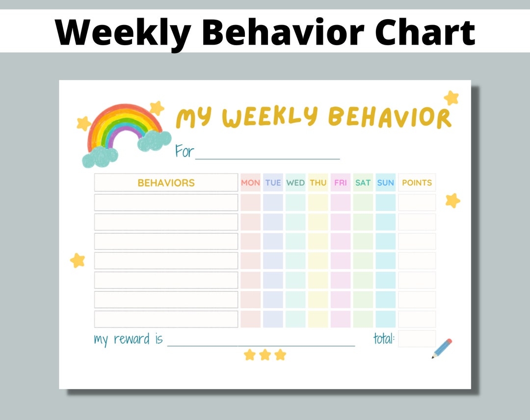 Weekly Behavior Chart Printable For Kids Students Classroom Preschool Kindergarten Home Editable Points Reward Chart Sticker Chart Etsy Weekly Behavior Chart Printable For Kids Students Classroom Preschool Kindergarten Home Editable Points Reward Chart Sticker Chart Etsy