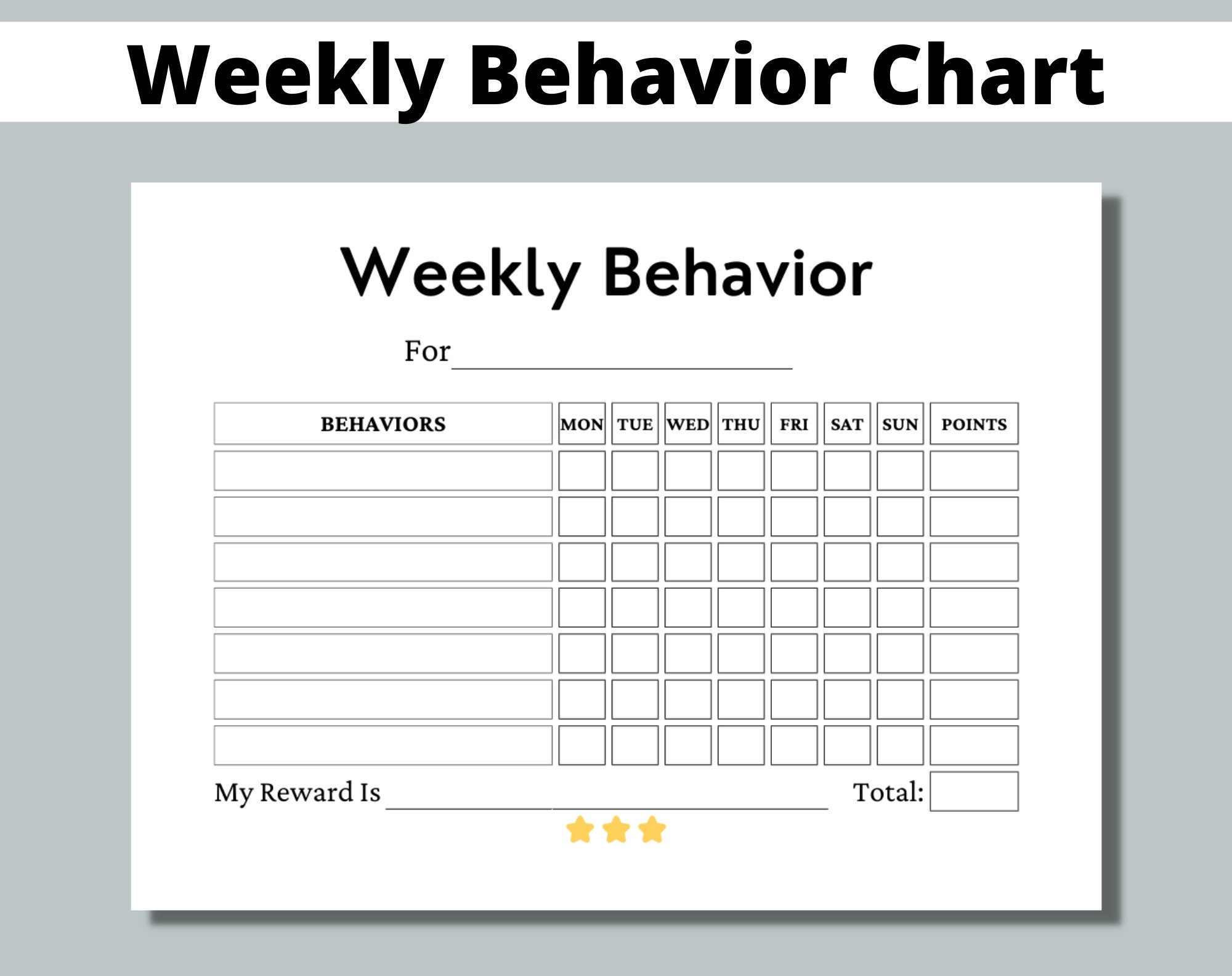 Weekly Behavior Chart Printable For Kids Students Classroom Preschool Kindergarten Home Points Reward Chart Sticker Chart Etsy Weekly Behavior Chart Printable For Kids Students Classroom Preschool Kindergarten Home Points Reward Chart Sticker Chart Etsy