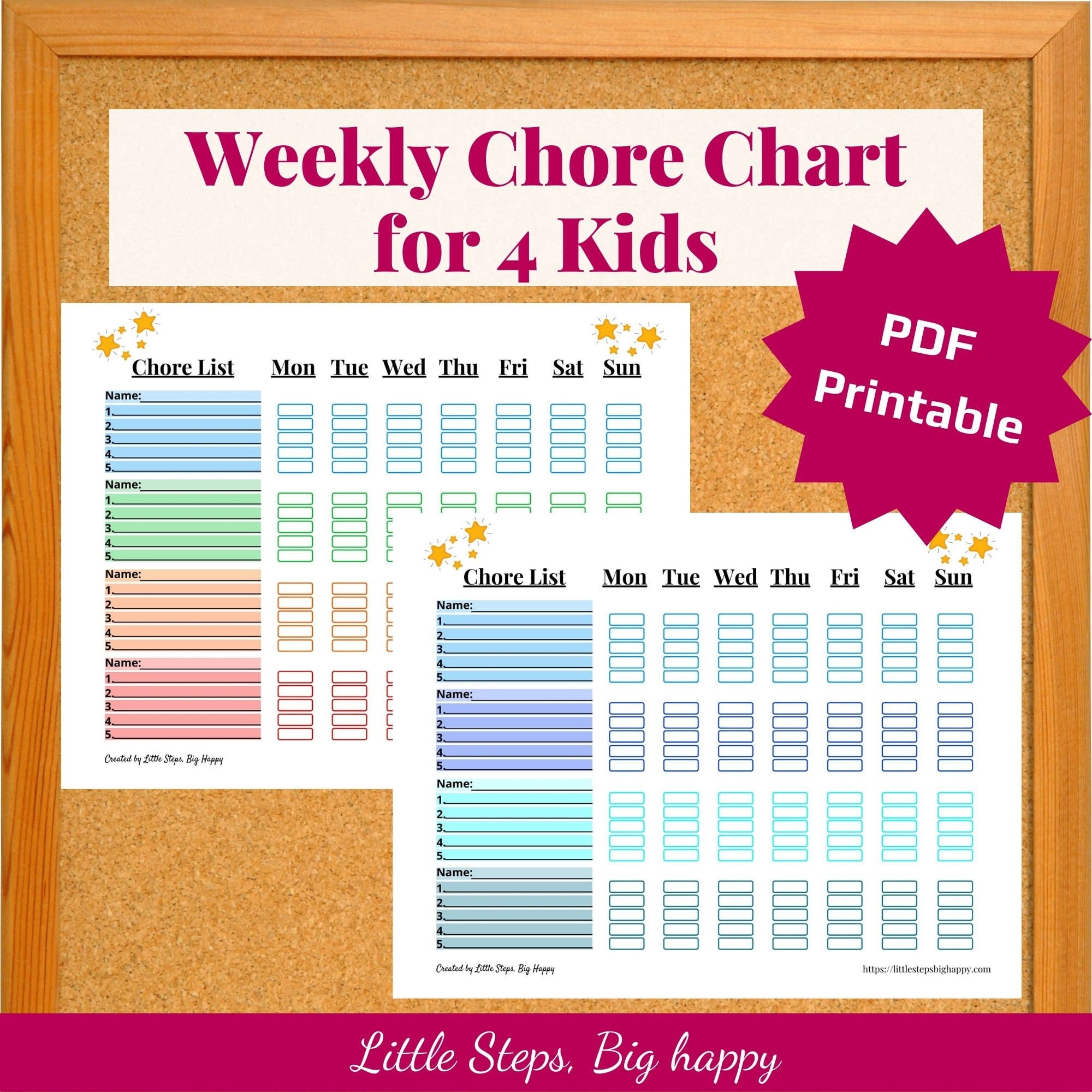 Weekly Chore Chart For 4 Kids Printable Chore List Multiple 
