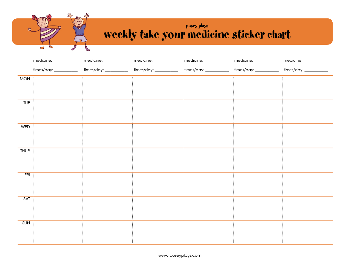 Weekly Take Your Medicine Sticker Chart Poseyplays Weekly Take Your Medicine Sticker Chart Poseyplays