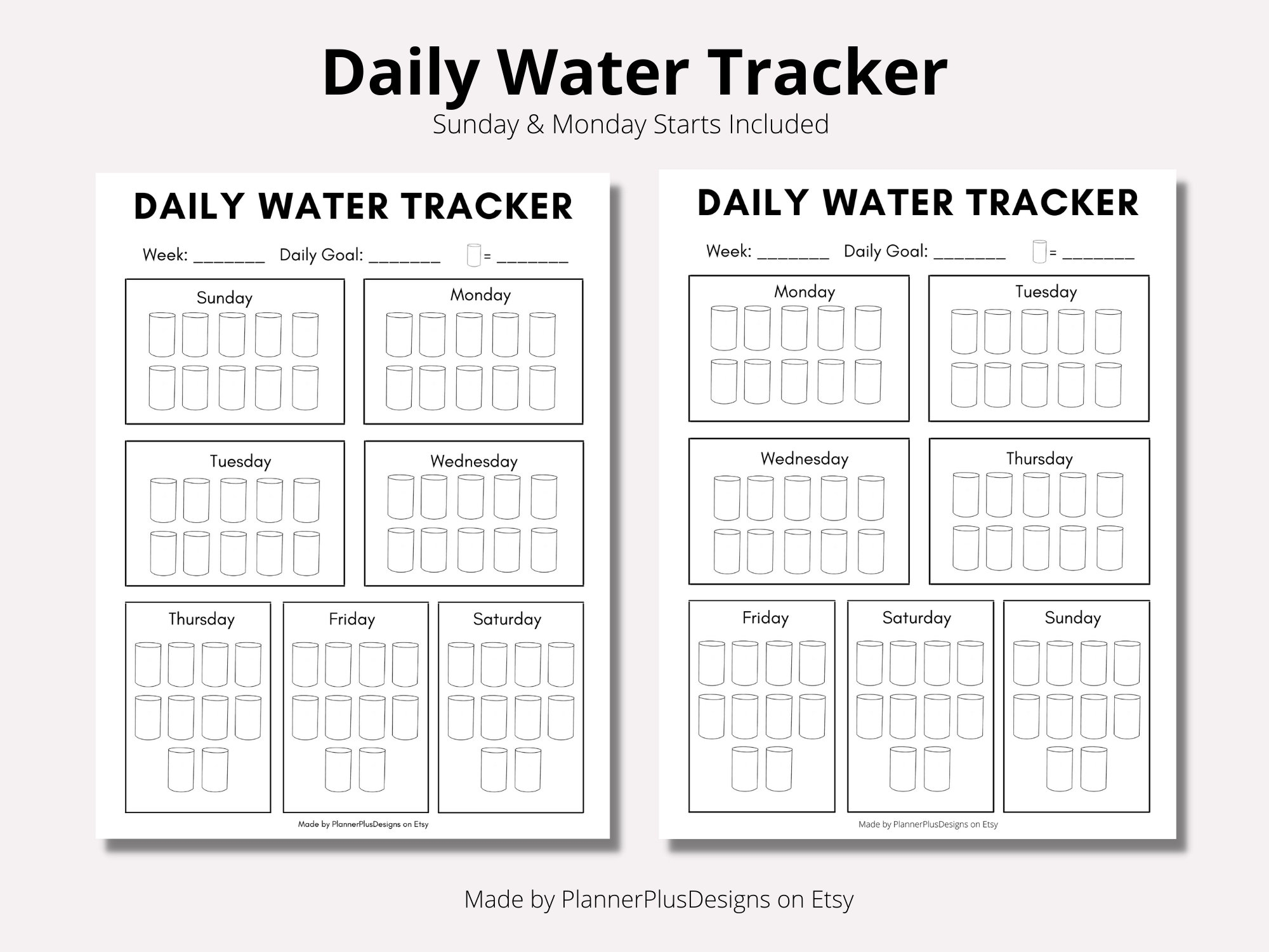 Weekly Water Intake Tracker Water Log Daily Water Tracker Printable Minimal Water Journal Instant Download PDF A4 A5 LETTER Etsy