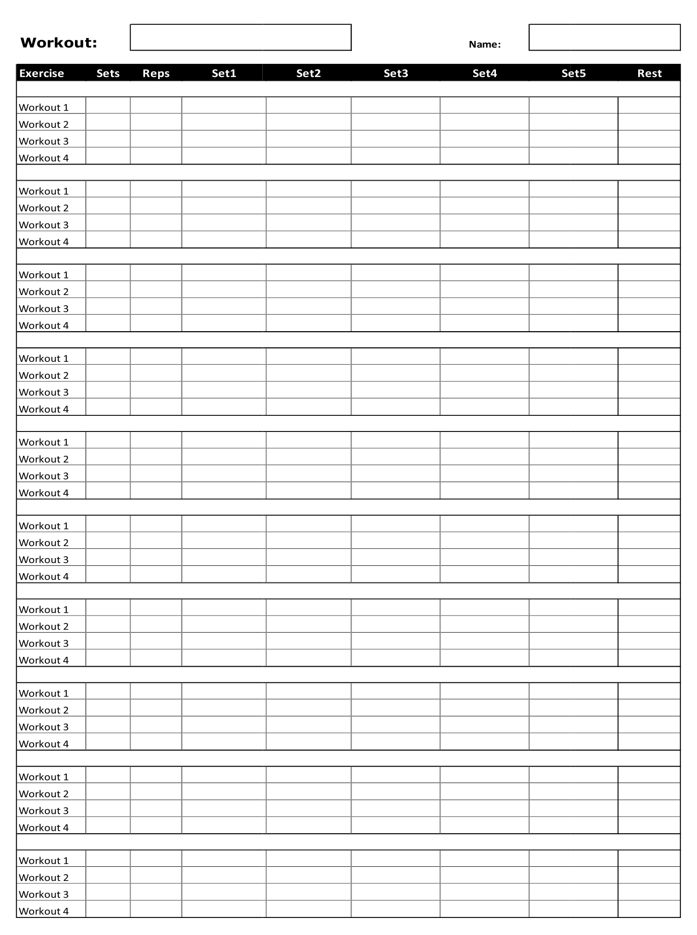 Percentage Chart For Weight Lifting Printable