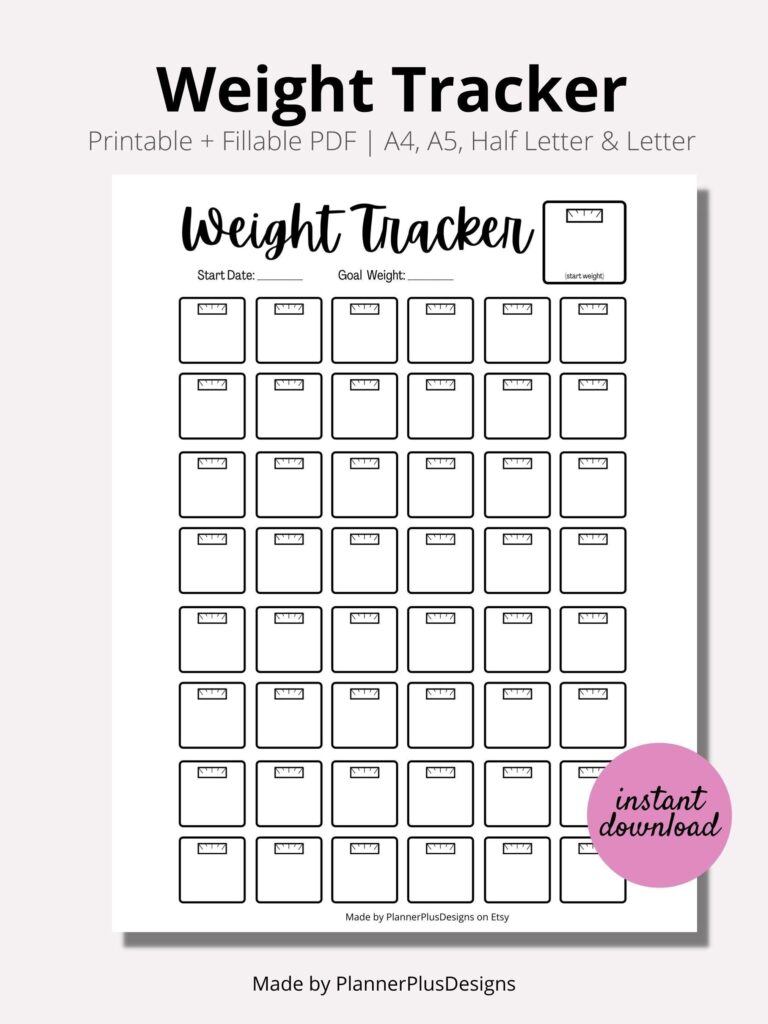 Weight Loss Tracker Journal Printable Weight Loss Chart Weight 