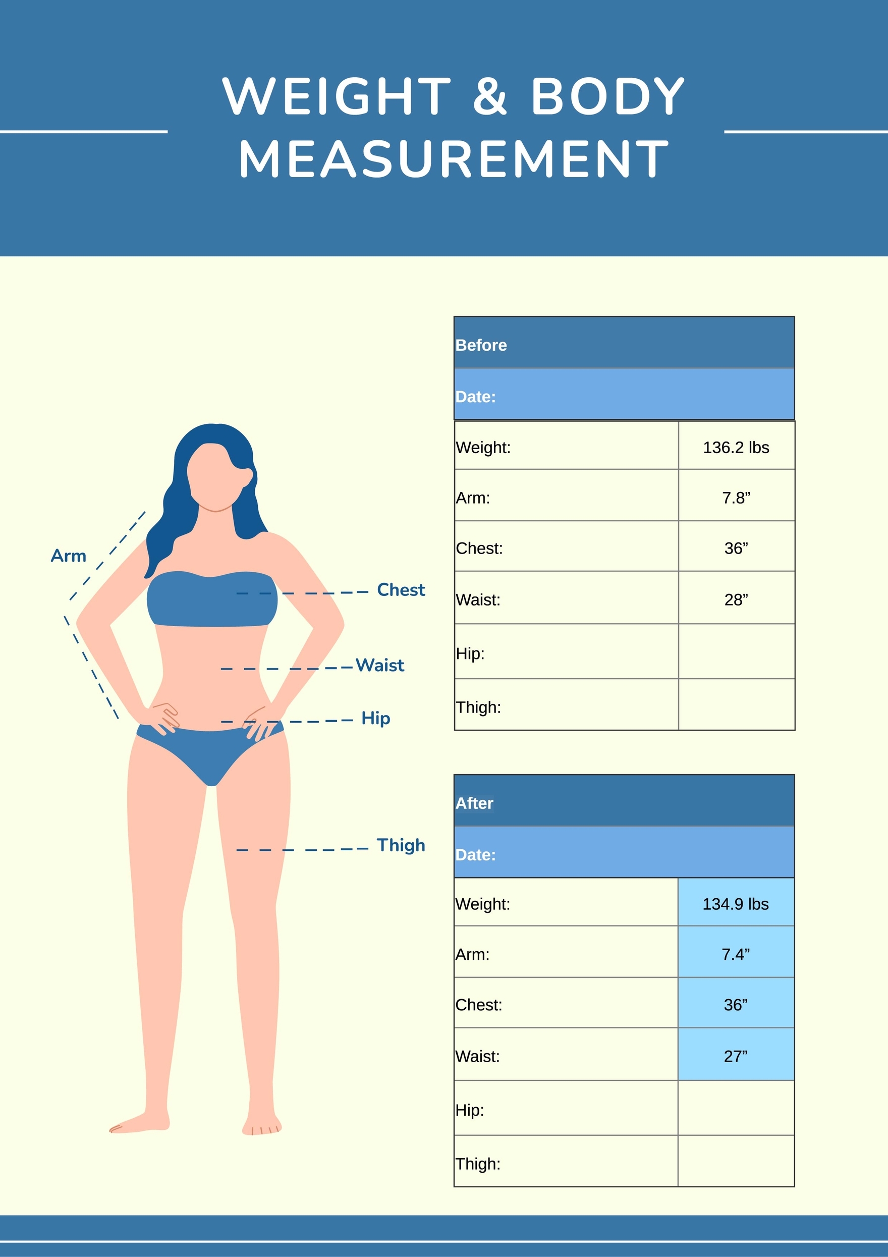 Female Body Measurement Chart Printable