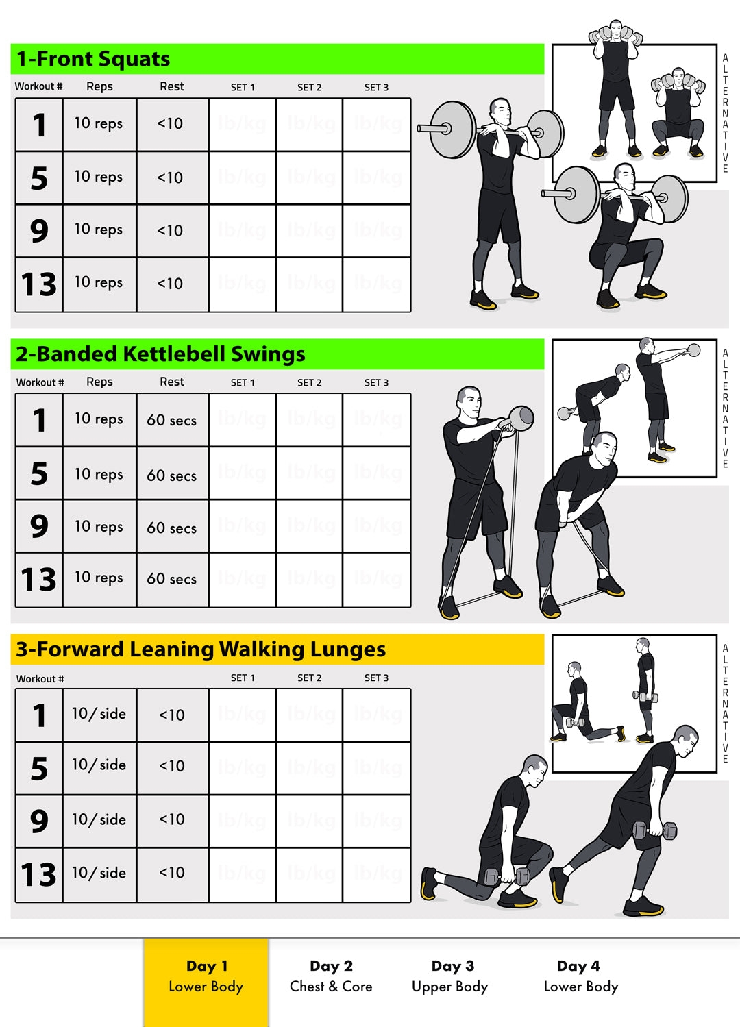 Pdf Printable Kettlebell Workout Chart