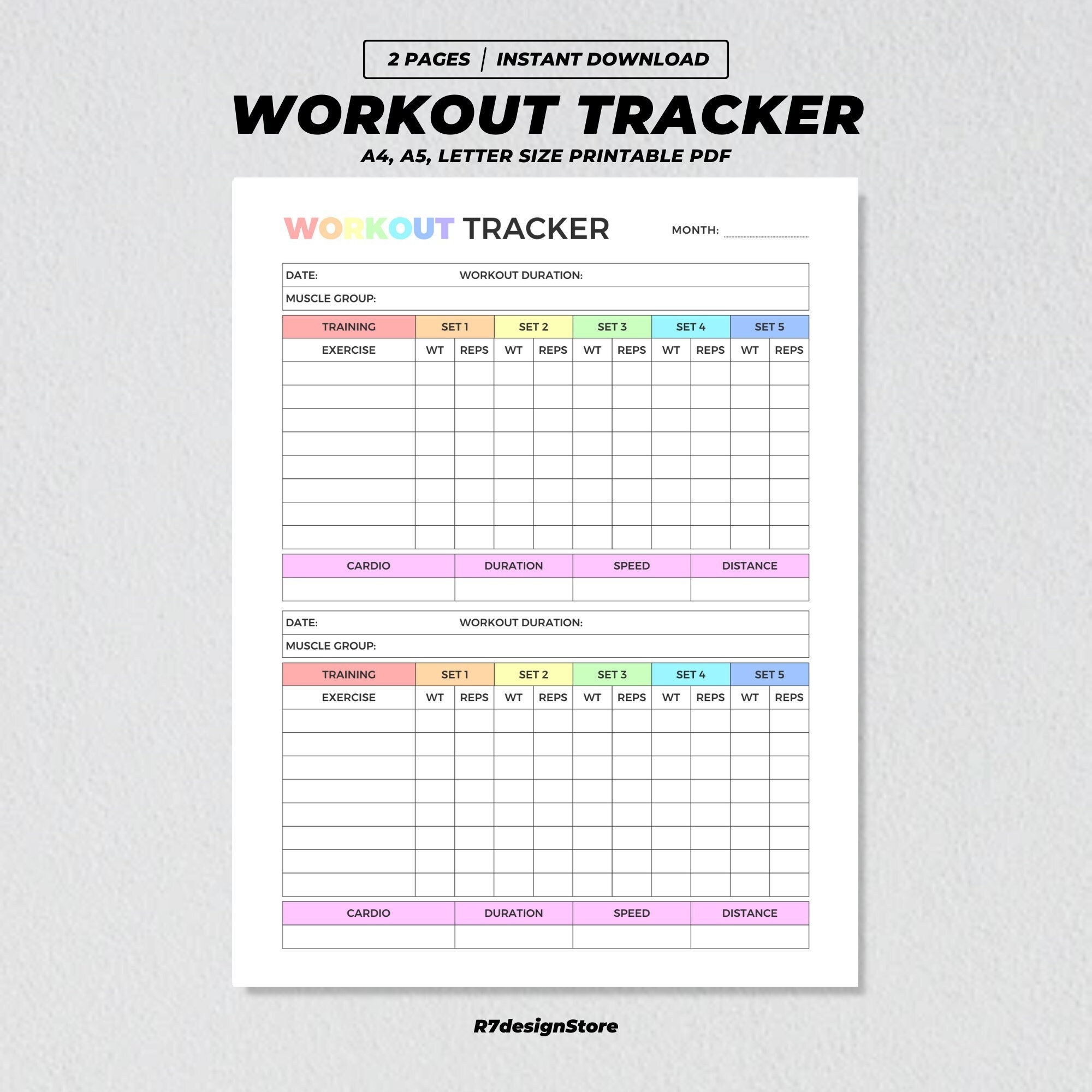 Printable Fitness Chart