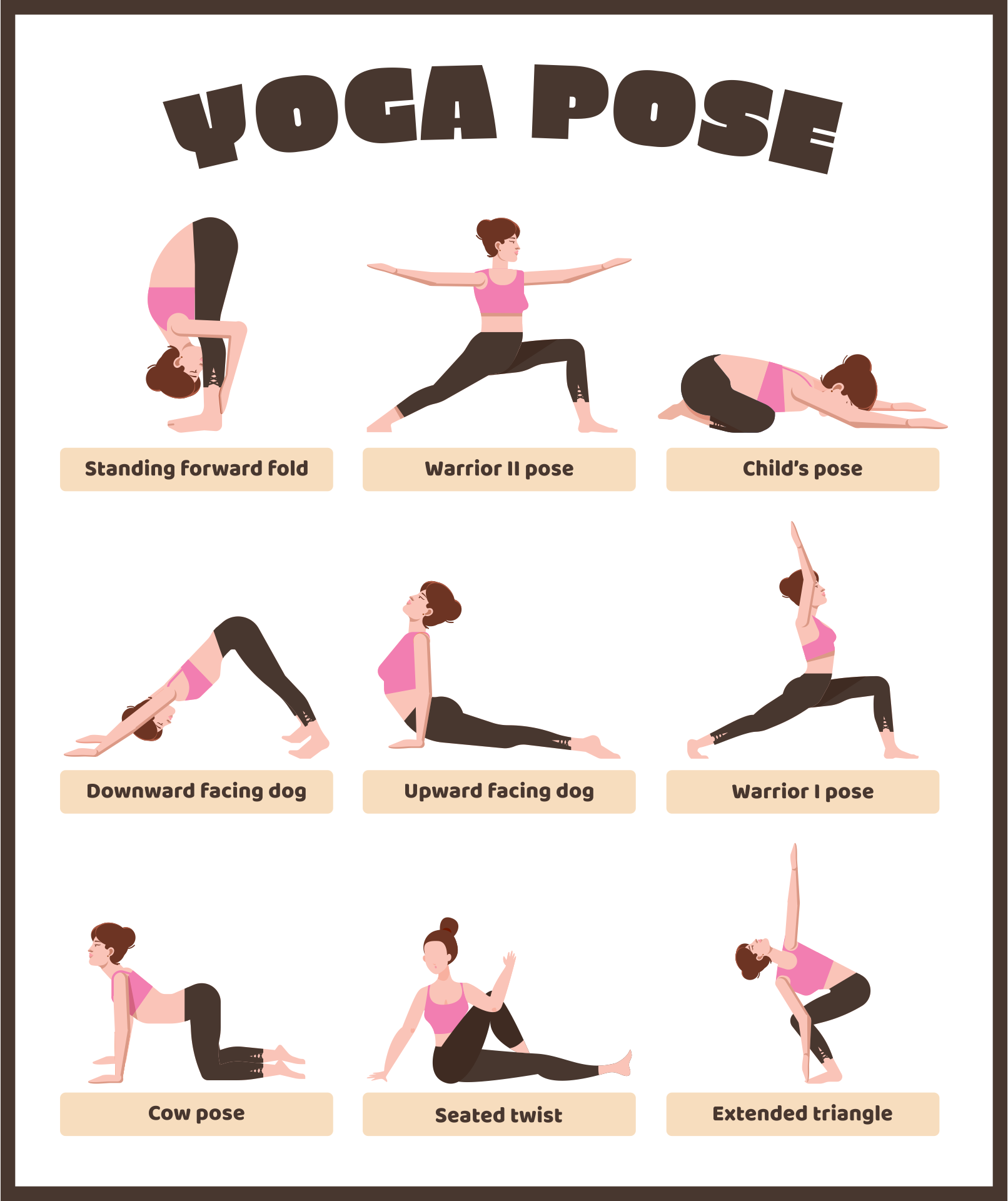 Yoga Poses Chart 10 Free PDF Printables Printablee Yoga Poses Chart 10 Free PDF Printables Printablee